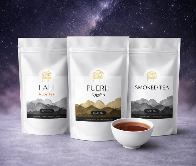 Black tea Green Gold | Green Gold black tea | Lali tea | Ghame black tea | Smoked tea | Puerh tea Of Green Gold | Tea Country | Black tea from Guria |