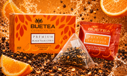 Buetea Citrus Tea | Citrus Black Tea | Bueti Citrus Tea | Georgian Citrus Tea | Premium Citrus Tea | Black Tea with Natural Citrus Flavor | Orange and Lemon Tea | Citrus Infused Black Tea | Loose Leaf Citrus Tea | Tea Country | Tea from Imereti |