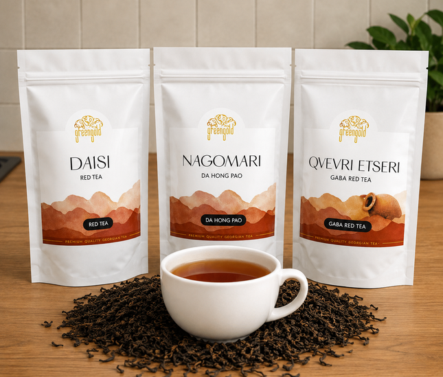Green Gold red tea | წითელი ჩაი | გრინ გოლდი | Tsiteli chai | Witeli chai | Red tea in Georgia | Georgian red tea | guria tea | Nagomari tea | Daisi tea | Qvevri red tea | red tea leaves | Tea Country | ჩაის ქვეყანა | Chais qveyana